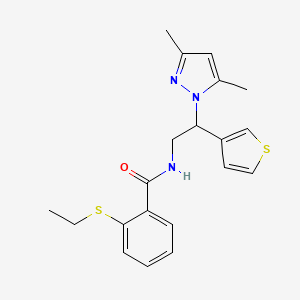 B3019159 N-[2-(3,5-dimethyl-1H-pyrazol-1-yl)-2-(thiophen-3-yl)ethyl]-2-(ethylsulfanyl)benzamide CAS No. 2097867-02-0