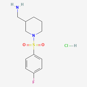 molecular formula C12H18ClFN2O2S B3019160 (1-((4-Fluorophenyl)sulfonyl)piperidin-3-yl)methanamine hydrochloride CAS No. 1353985-93-9