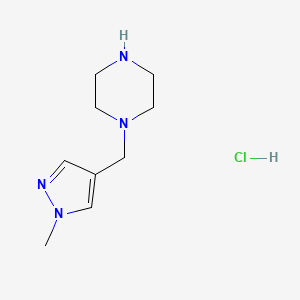 molecular formula C9H17ClN4 B3019161 1-(1-Methyl-1H-pyrazol-4-ylmethyl)-piperazine hydrochloride CAS No. 1233521-00-0