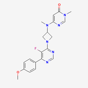 molecular formula C20H21FN6O2 B3019162 6-[[1-[5-Fluoro-6-(4-methoxyphenyl)pyrimidin-4-yl]azetidin-3-yl]-methylamino]-3-methylpyrimidin-4-one CAS No. 2380084-65-9