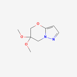 molecular formula C8H12N2O3 B3019163 6,6-Dimethoxy-5,7-dihydropyrazolo[5,1-b][1,3]oxazine CAS No. 2137575-29-0