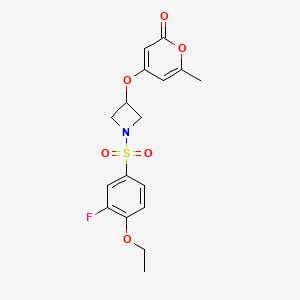molecular formula C17H18FNO6S B3019166 4-((1-((4-ethoxy-3-fluorophenyl)sulfonyl)azetidin-3-yl)oxy)-6-methyl-2H-pyran-2-one CAS No. 1795300-94-5