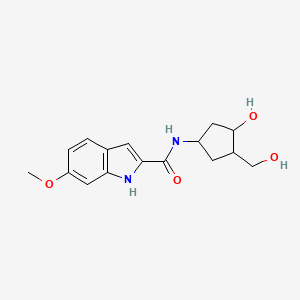 molecular formula C16H20N2O4 B3019167 N-[3-Hydroxy-4-(hydroxymethyl)cyclopentyl]-6-methoxy-1H-indole-2-carboxamide CAS No. 1421515-30-1