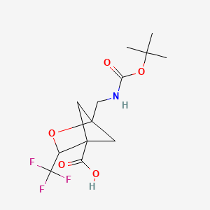 molecular formula C13H18F3NO5 B3019171 1-[[(2-Methylpropan-2-yl)oxycarbonylamino]methyl]-3-(trifluoromethyl)-2-oxabicyclo[2.1.1]hexane-4-carboxylic acid CAS No. 2551118-67-1