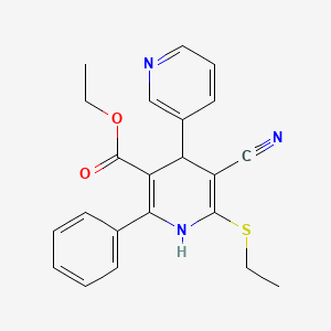 molecular formula C22H21N3O2S B3019176 ETHYL 5'-CYANO-6'-(ETHYLSULFANYL)-2'-PHENYL-1',4'-DIHYDRO-[3,4'-BIPYRIDINE]-3'-CARBOXYLATE CAS No. 402953-72-4