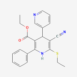 molecular formula C22H21N3O2S B3019176 Ethyl 5-cyano-6-ethylsulfanyl-2-phenyl-4-pyridin-3-yl-1,4-dihydropyridine-3-carboxylate CAS No. 402953-72-4