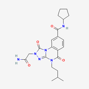 molecular formula C22H28N6O4 B3019179 2-(2-amino-2-oxoethyl)-N-cyclopentyl-4-(3-methylbutyl)-1,5-dioxo-1,2,4,5-tetrahydro[1,2,4]triazolo[4,3-a]quinazoline-8-carboxamide CAS No. 1207015-87-9