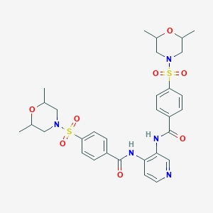 molecular formula C31H37N5O8S2 B3019189 4-(2,6-dimethylmorpholin-4-yl)sulfonyl-N-[3-[[4-(2,6-dimethylmorpholin-4-yl)sulfonylbenzoyl]amino]pyridin-4-yl]benzamide CAS No. 477182-58-4