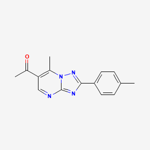 molecular formula C15H14N4O B3019191 1-[7-Methyl-2-(4-methylphenyl)[1,2,4]triazolo[1,5-a]pyrimidin-6-yl]ethanone CAS No. 886152-33-6