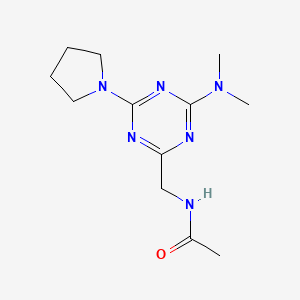 molecular formula C12H20N6O B3019207 N-((4-(dimethylamino)-6-(pyrrolidin-1-yl)-1,3,5-triazin-2-yl)methyl)acetamide CAS No. 2034356-93-7