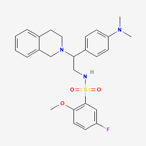 molecular formula C26H30FN3O3S B3019238 N-{2-[4-(dimethylamino)phenyl]-2-(1,2,3,4-tetrahydroisoquinolin-2-yl)ethyl}-5-fluoro-2-methoxybenzene-1-sulfonamide CAS No. 946245-13-2