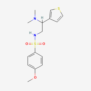 molecular formula C15H20N2O3S2 B3019447 N-(2-(dimethylamino)-2-(thiophen-3-yl)ethyl)-4-methoxybenzenesulfonamide CAS No. 946248-82-4