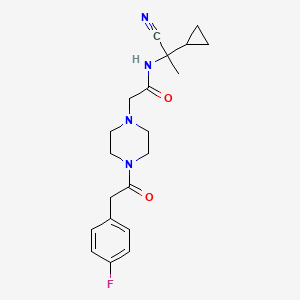 molecular formula C20H25FN4O2 B3019465 N-(1-Cyano-1-cyclopropylethyl)-2-[4-[2-(4-fluorophenyl)acetyl]piperazin-1-yl]acetamide CAS No. 1147718-43-1