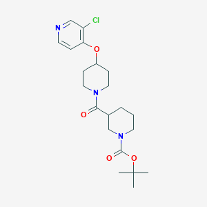 molecular formula C21H30ClN3O4 B3019476 Tert-butyl 3-(4-((3-chloropyridin-4-yl)oxy)piperidine-1-carbonyl)piperidine-1-carboxylate CAS No. 2034366-64-6