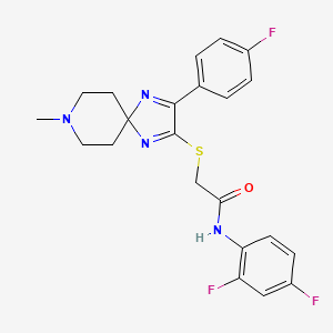 molecular formula C22H21F3N4OS B3019480 N-(2,4-difluorophenyl)-2-((3-(4-fluorophenyl)-8-methyl-1,4,8-triazaspiro[4.5]deca-1,3-dien-2-yl)thio)acetamide CAS No. 1223799-13-0