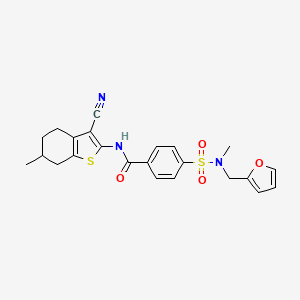 molecular formula C23H23N3O4S2 B3019525 N-(3-cyano-6-methyl-4,5,6,7-tetrahydrobenzo[b]thiophen-2-yl)-4-(N-(furan-2-ylmethyl)-N-methylsulfamoyl)benzamide CAS No. 899735-17-2
