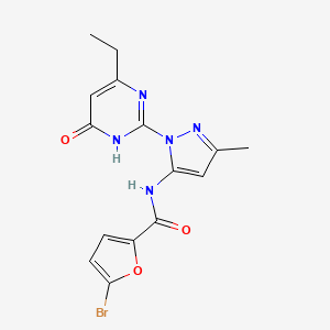 molecular formula C15H14BrN5O3 B3019546 5-bromo-N-(1-(4-ethyl-6-oxo-1,6-dihydropyrimidin-2-yl)-3-methyl-1H-pyrazol-5-yl)furan-2-carboxamide CAS No. 1003964-86-0