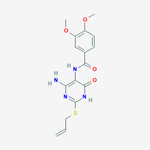 molecular formula C16H18N4O4S B3019549 N-(2-(allylthio)-4-amino-6-oxo-1,6-dihydropyrimidin-5-yl)-3,4-dimethoxybenzamide CAS No. 868226-82-8