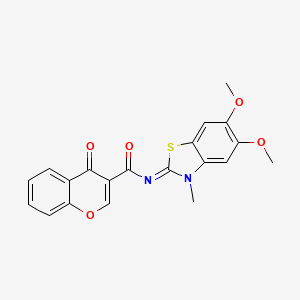 molecular formula C20H16N2O5S B3019550 N-[(2Z)-5,6-dimethoxy-3-methyl-2,3-dihydro-1,3-benzothiazol-2-ylidene]-4-oxo-4H-chromene-3-carboxamide CAS No. 895432-44-7