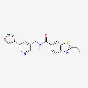 molecular formula C20H17N3O2S B3019568 2-ethyl-N-((5-(furan-3-yl)pyridin-3-yl)methyl)benzo[d]thiazole-6-carboxamide CAS No. 2034243-28-0