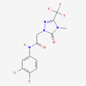 molecular formula C12H9ClF4N4O2 B3019605 N-(3-chloro-4-fluorophenyl)-2-(4-methyl-5-oxo-3-(trifluoromethyl)-4,5-dihydro-1H-1,2,4-triazol-1-yl)acetamide CAS No. 1421476-68-7