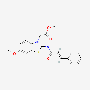 molecular formula C20H18N2O4S B3019624 methyl 2-((Z)-2-(cinnamoylimino)-6-methoxybenzo[d]thiazol-3(2H)-yl)acetate CAS No. 865199-73-1