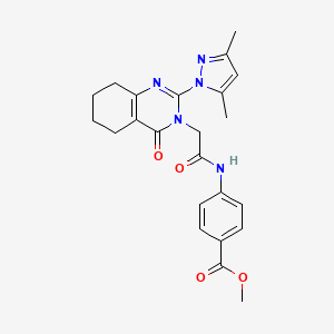 molecular formula C23H25N5O4 B3019635 methyl 4-(2-(2-(3,5-dimethyl-1H-pyrazol-1-yl)-4-oxo-5,6,7,8-tetrahydroquinazolin-3(4H)-yl)acetamido)benzoate CAS No. 1006784-94-6