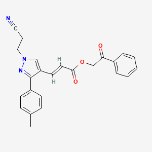 phenacyl (E)-3-[1-(2-cyanoethyl)-3-(4-methylphenyl)pyrazol-4-yl]prop-2-enoate