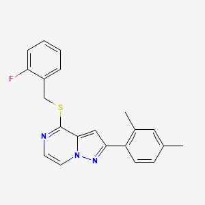 2-(2,4-Dimethylphenyl)-4-[(2-fluorobenzyl)thio]pyrazolo[1,5-a]pyrazine
