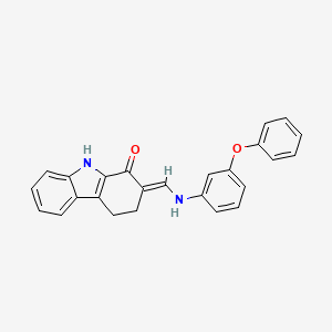 2-[(E)-(3-phenoxyanilino)methylidene]-2,3,4,9-tetrahydro-1H-carbazol-1-one