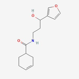 molecular formula C14H19NO3 B3019708 N-[3-(FURAN-3-YL)-3-HYDROXYPROPYL]CYCLOHEX-3-ENE-1-CARBOXAMIDE CAS No. 1428358-38-6