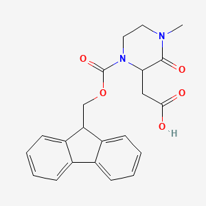 molecular formula C22H22N2O5 B3019723 2-[1-(9H-Fluoren-9-ylmethoxycarbonyl)-4-methyl-3-oxopiperazin-2-yl]acetic acid CAS No. 2460756-03-8