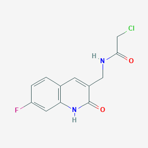 molecular formula C12H10ClFN2O2 B3019727 2-Chloro-N-[(7-fluoro-2-oxo-1H-quinolin-3-yl)methyl]acetamide CAS No. 2411265-27-3