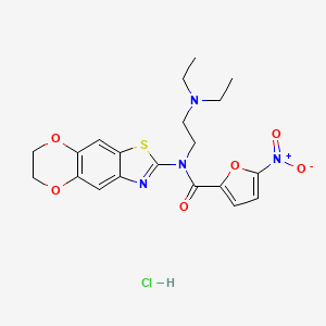 molecular formula C20H23ClN4O6S B3019728 N-(2-(diethylamino)ethyl)-N-(6,7-dihydro-[1,4]dioxino[2',3':4,5]benzo[1,2-d]thiazol-2-yl)-5-nitrofuran-2-carboxamide hydrochloride CAS No. 1322238-01-6