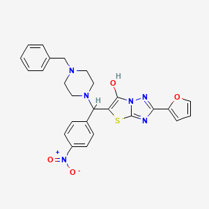 molecular formula C26H24N6O4S B3019733 5-((4-Benzylpiperazin-1-yl)(4-nitrophenyl)methyl)-2-(furan-2-yl)thiazolo[3,2-b][1,2,4]triazol-6-ol CAS No. 898453-32-2