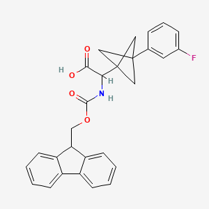 molecular formula C28H24FNO4 B3019743 2-(9H-Fluoren-9-ylmethoxycarbonylamino)-2-[3-(3-fluorophenyl)-1-bicyclo[1.1.1]pentanyl]acetic acid CAS No. 2287271-45-6
