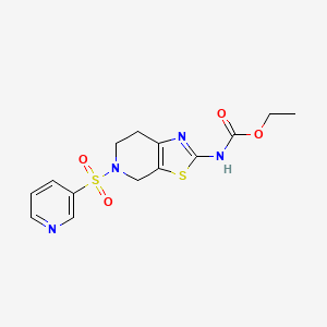 molecular formula C14H16N4O4S2 B3019762 Ethyl (5-(pyridin-3-ylsulfonyl)-4,5,6,7-tetrahydrothiazolo[5,4-c]pyridin-2-yl)carbamate CAS No. 1396886-85-3