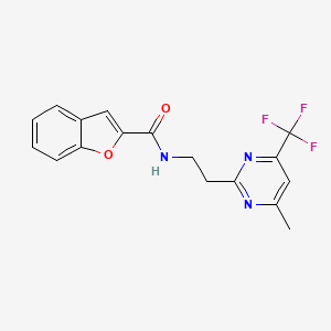 molecular formula C17H14F3N3O2 B3019770 N-(2-(4-methyl-6-(trifluoromethyl)pyrimidin-2-yl)ethyl)benzofuran-2-carboxamide CAS No. 1396848-86-4