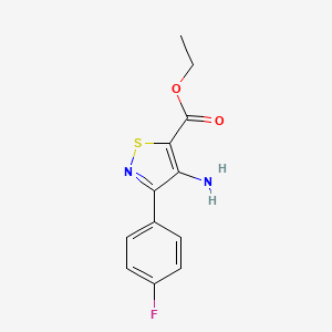 molecular formula C12H11FN2O2S B3019772 Ethyl 4-amino-3-(4-fluorophenyl)-1,2-thiazole-5-carboxylate CAS No. 100361-54-4