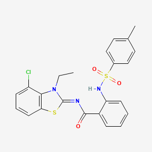 molecular formula C23H20ClN3O3S2 B3019774 N-[(2E)-4-chloro-3-ethyl-2,3-dihydro-1,3-benzothiazol-2-ylidene]-2-(4-methylbenzenesulfonamido)benzamide CAS No. 1005948-42-4