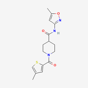 molecular formula C16H19N3O3S B3019777 N-(5-methyl-1,2-oxazol-3-yl)-1-(4-methylthiophene-2-carbonyl)piperidine-4-carboxamide CAS No. 1251548-37-4