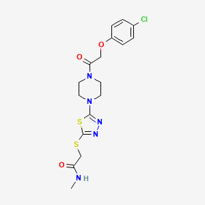 molecular formula C17H20ClN5O3S2 B3019782 2-((5-(4-(2-(4-chlorophenoxy)acetyl)piperazin-1-yl)-1,3,4-thiadiazol-2-yl)thio)-N-methylacetamide CAS No. 1105226-07-0