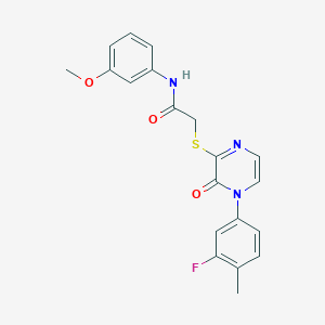 molecular formula C20H18FN3O3S B3019789 2-((4-(3-fluoro-4-methylphenyl)-3-oxo-3,4-dihydropyrazin-2-yl)thio)-N-(3-methoxyphenyl)acetamide CAS No. 899759-15-0