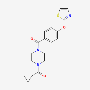 molecular formula C18H19N3O3S B3019793 (4-(Cyclopropanecarbonyl)piperazin-1-yl)(4-(thiazol-2-yloxy)phenyl)methanone CAS No. 2034608-56-3