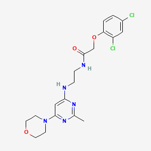 molecular formula C19H23Cl2N5O3 B3019795 2-(2,4-dichlorophenoxy)-N-(2-((2-methyl-6-morpholinopyrimidin-4-yl)amino)ethyl)acetamide CAS No. 1207053-18-6
