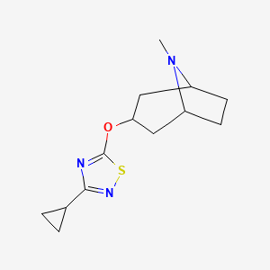 molecular formula C13H19N3OS B3019800 3-[(3-Cyclopropyl-1,2,4-thiadiazol-5-yl)oxy]-8-methyl-8-azabicyclo[3.2.1]octane CAS No. 2189434-39-5