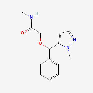molecular formula C14H17N3O2 B3019809 N-Methyl-2-[(2-methylpyrazol-3-yl)-phenylmethoxy]acetamide CAS No. 2416228-98-1