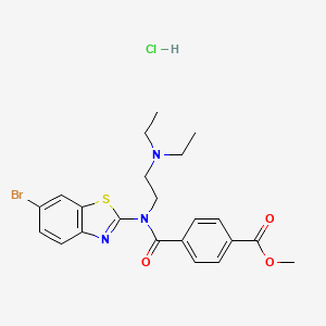 molecular formula C22H25BrClN3O3S B3019818 Methyl 4-((6-bromobenzo[d]thiazol-2-yl)(2-(diethylamino)ethyl)carbamoyl)benzoate hydrochloride CAS No. 1215707-53-1