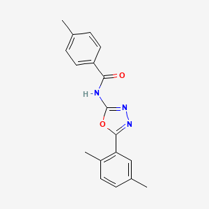 molecular formula C18H17N3O2 B3019825 N-[5-(2,5-dimethylphenyl)-1,3,4-oxadiazol-2-yl]-4-methylbenzamide CAS No. 891116-71-5