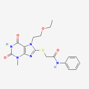2-{[7-(2-ethoxyethyl)-3-methyl-2,6-dioxo-2,3,6,7-tetrahydro-1H-purin-8-yl]sulfanyl}-N-phenylacetamide